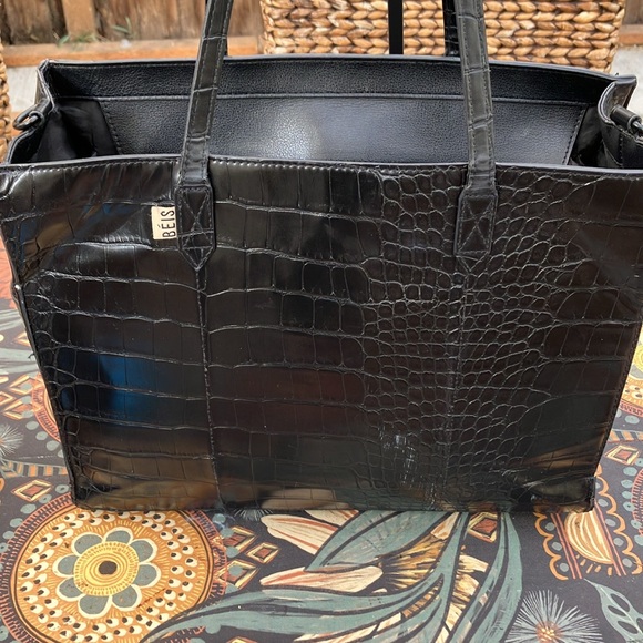 BEIS Large Black Croc Embossed Work Tote - Picture 9 of 15